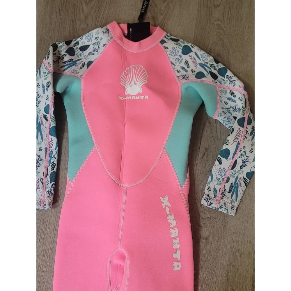 Dive & Sail X-Manta Girls Wetsuit Size XL Pink Floral Sleeves Surfing Diving